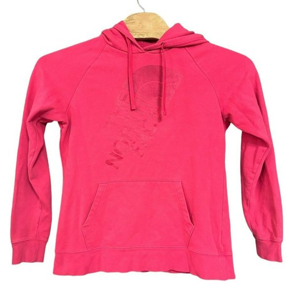 The North‎ Face Hot Pink Logo Front Hoodie Sweatshirt Womens L - Picture 1 of 4